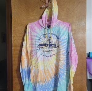 San Francisco Hooded Tie-Dye Long Sleeve Tee Size XL